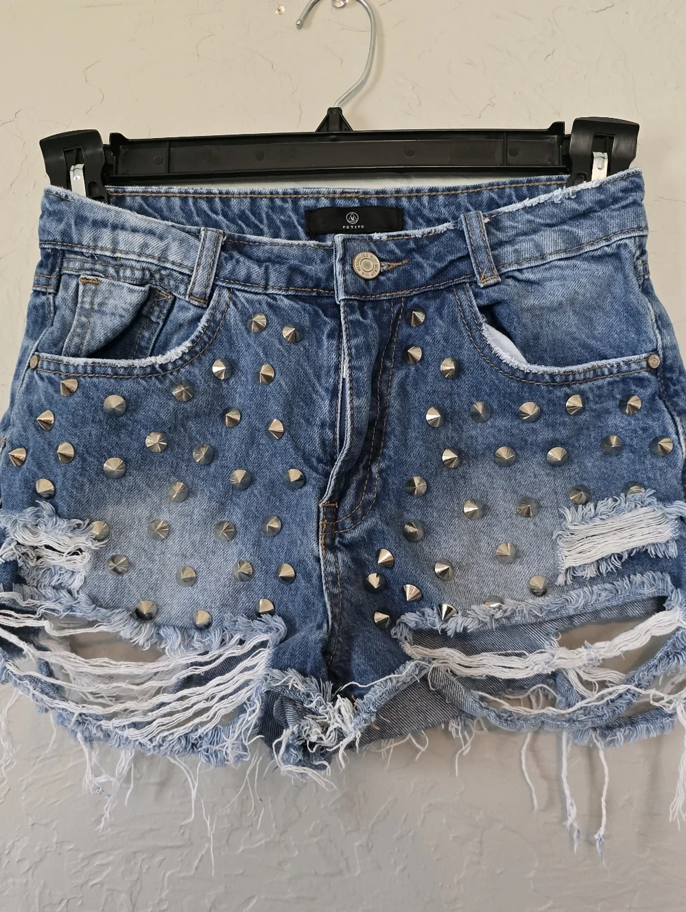 Womens MISSGUIDED DENIM Blue Studded Denim Shorts Sz 4